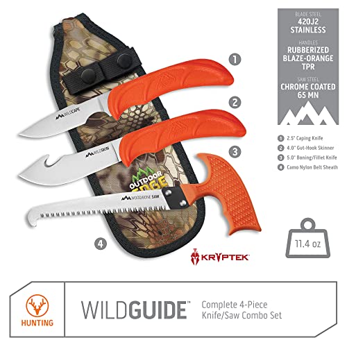 WildGuide 4-Piece Hunting Knife Set | Deer Butcher Kit