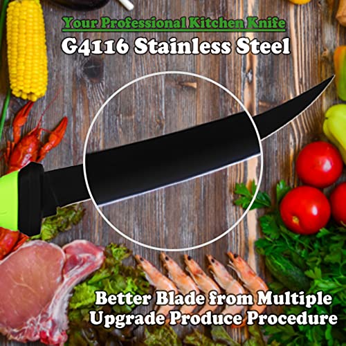 7" Professional Stainless Steel Fish Fillet Knife Set with Sharpener, Gloves
