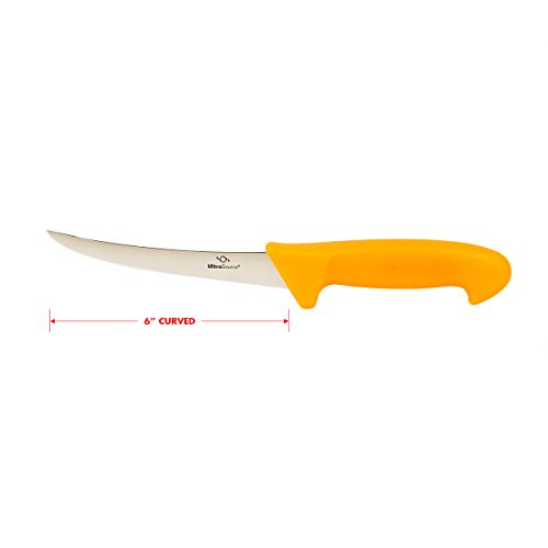 UltraSource 6" Boning Knife with Curved Blade & Orange Handle