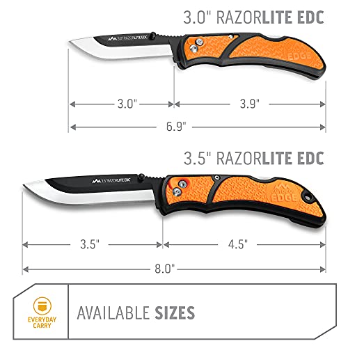 Blaze Orange RazorLite EDC Hunting Knife with 4 Blades