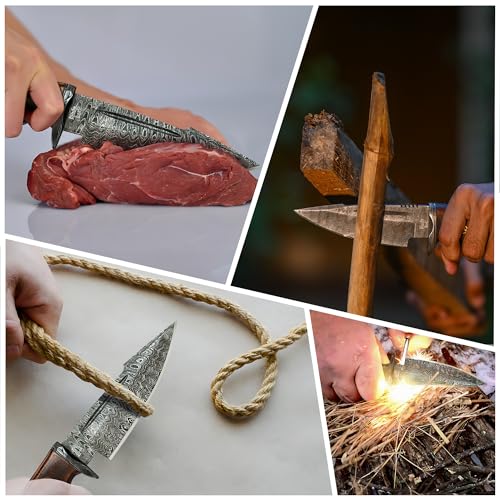 10" Handmade Damascus Hunting Knife with Walnut Wood Handle