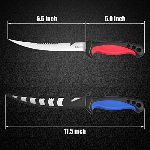 Sidomma 2 pcs Stainless Steel Fishing Fillet Knife