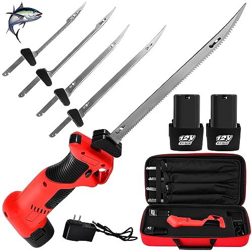 REEPLAR Cordless Electric Fish Fillet Knife 4 Blades 2 Batteries