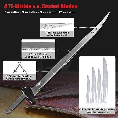 REEPLAR Cordless Electric Fish Fillet Knife 4 Blades 2 Batteries