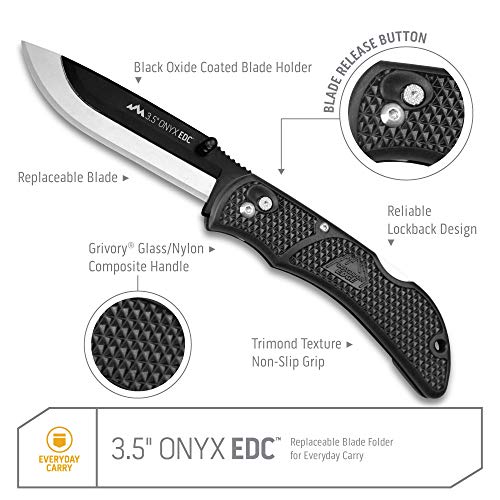 Outdoor Edge Onyx EDC Pocket Knife, Black