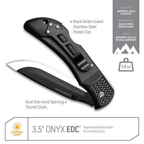 Outdoor Edge Onyx EDC Pocket Knife, Black