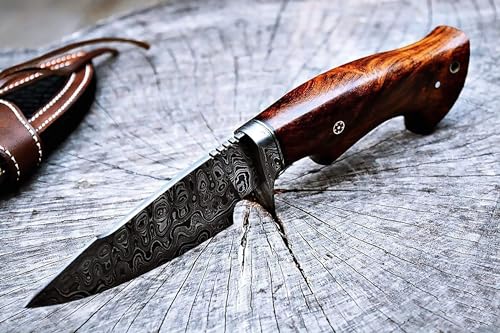 Patented Damascus 10" Hunting Knife - Skinning, Camping