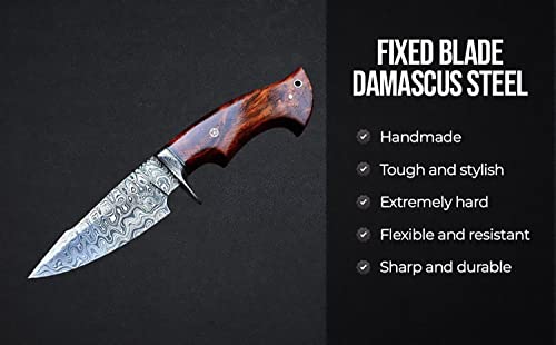 Patented Damascus 10" Hunting Knife - Skinning, Camping