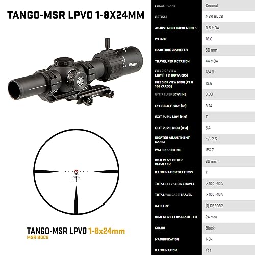 SIG SAUER Tango-MSR 1-8x24mm Waterproof Tactical Riflescope