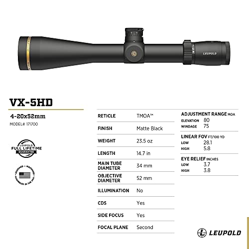Leupold VX-5HD 4-20x52 TMOA Reticle Riflescope