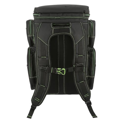 Evolution Fishing Drift Series 3700 Tackle Backpack with QuikLatch System & 2 Rod Holders – Green, Heavy Duty Fishing Backpack w/ 6 Tackle Trays, Built in Rain Fly