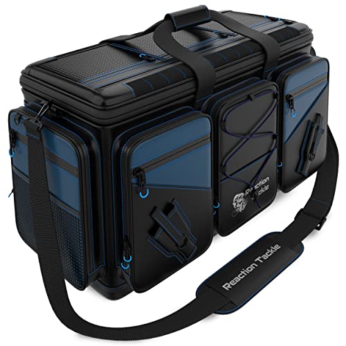 Reaction Tackle Fishing Tackle Bag – Salt Water Resistant Tackle Box Bag, 1000D PVC Waterproof Material, Durable Liner, Removable Dividers, for 3600 or 3700 Trays, XL Bag