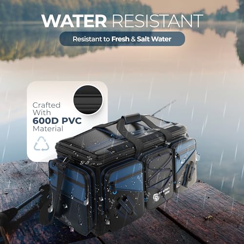 Reaction Tackle Fishing Tackle Bag – Salt Water Resistant Tackle Box Bag, 1000D PVC Waterproof Material, Durable Liner, Removable Dividers, for 3600 or 3700 Trays, XL Bag