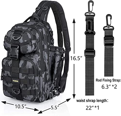 PLUSINNO Water-Resistant Fishing Backpack with Rod Holder, Large Tackle Bag for Gear - Ideal Fishing Gift for Men