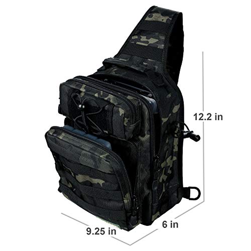 Rodeel Fishing Tackle Sling Shlouder Backpack with Fishing Rod Holder, Lure Bag with a Tray, Water Resistant & Weatherproof, Large Storage, for Fly Fishing, Outdoor Sports, Camping, Hiking