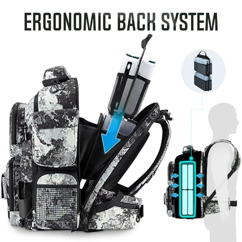 Piscifun Fishing Tackle Backpack 45L with Rod Holders & 4 Tackle Boxes, Camouflage