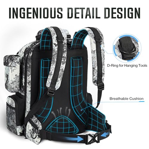 Piscifun Fishing Tackle Backpack 45L with Rod Holders & 4 Tackle Boxes, Camouflage