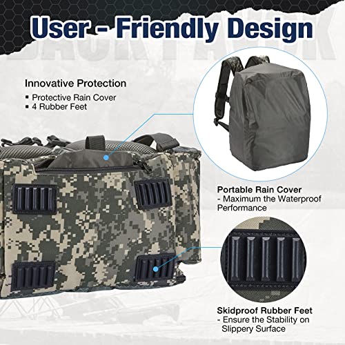 Piscifun Fishing Tackle Backpack with 4 Tackle Boxes, Waterproof Rain Cover, Bottle Holder, Large Storage Waterproof Fishing Tackle Bag for Fishing Gear, Camping, Hiking Digital Camouflage