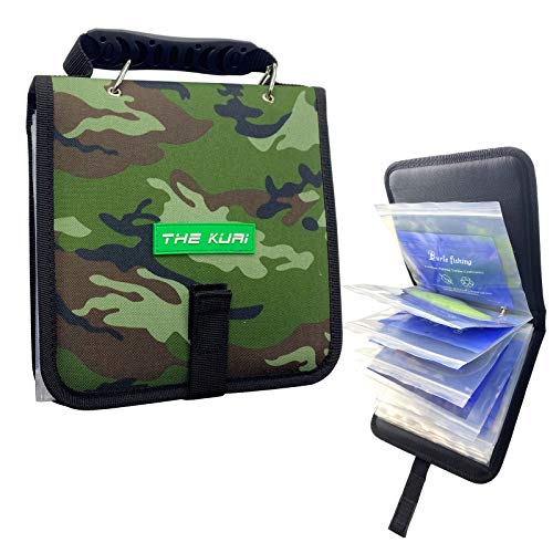 Fishing Tackle Binder, Bait Storage Bag, Soft Bait Binder, Fishing Organized Storage Rig Bag for Baits, Rigs, Jigs and Lines, Suitable for Fresh Water and Saltwater 12 (Green camouflage/9.5" * 8.3")