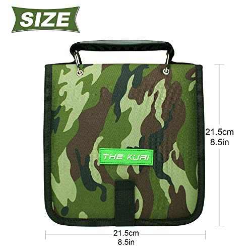 Fishing Tackle Binder, Bait Storage Bag, Soft Bait Binder, Fishing Organized Storage Rig Bag for Baits, Rigs, Jigs and Lines, Suitable for Fresh Water and Saltwater 12 (Green camouflage/9.5" * 8.3")