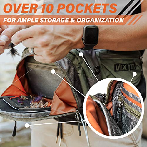 VIXYN Fly Fishing Chest Pack, Fly Fishing Waist Pack - Lightweight Fishing Fanny Pack and Tackle Storage Hip Bag - Fly Fishing Bag for Waist or Chest