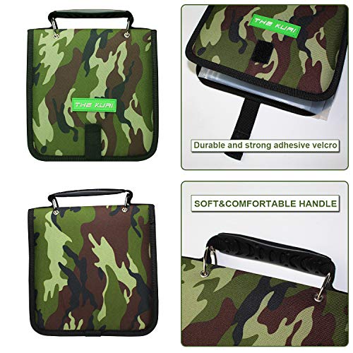 Fishing Tackle Binder, Bait Storage Bag, Soft Bait Binder, Fishing Organized Storage Rig Bag for Baits, Rigs, Jigs and Lines, Suitable for Fresh Water and Saltwater 12 (Green camouflage/9.5" * 8.3")