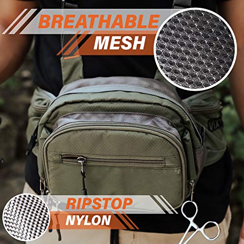 VIXYN Fly Fishing Chest Pack, Fly Fishing Waist Pack - Lightweight Fishing Fanny Pack and Tackle Storage Hip Bag - Fly Fishing Bag for Waist or Chest