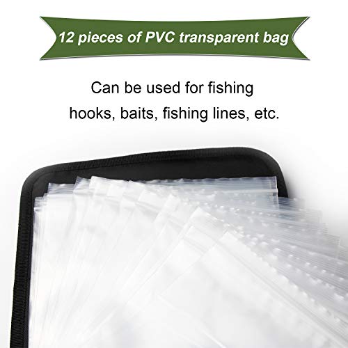 Fishing Tackle Binder, Bait Storage Bag, Soft Bait Binder, Fishing Organized Storage Rig Bag for Baits, Rigs, Jigs and Lines, Suitable for Fresh Water and Saltwater 12 (Green camouflage/9.5" * 8.3")
