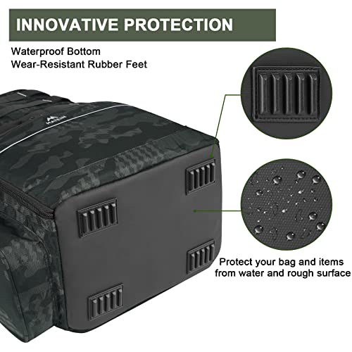 MATEIN Fishing Tackle Backpack with Cooler, Large Fishing Bag with Rod Holders for 4 Trays (Trays Not included), Saltwater Resistant Tackle Bag with Waterproof Bottom for Fishing Gear Pole Lures