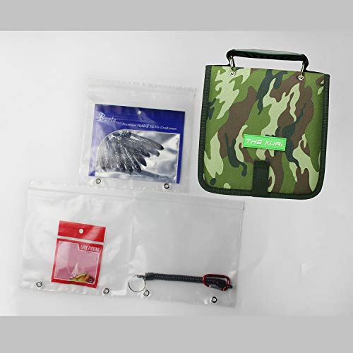 Fishing Tackle Binder, Bait Storage Bag, Soft Bait Binder, Fishing Organized Storage Rig Bag for Baits, Rigs, Jigs and Lines, Suitable for Fresh Water and Saltwater 12 (Green camouflage/9.5" * 8.3")