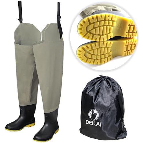 DEILAI Lightweight Waterproof Hip Waders for Men and Women