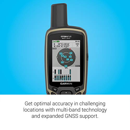 Garmin GPSMAP 65, Button-Operated Handheld with Expanded Satellite Support and Multi-Band Technology, 2.6" Color Display, 010-02451-00