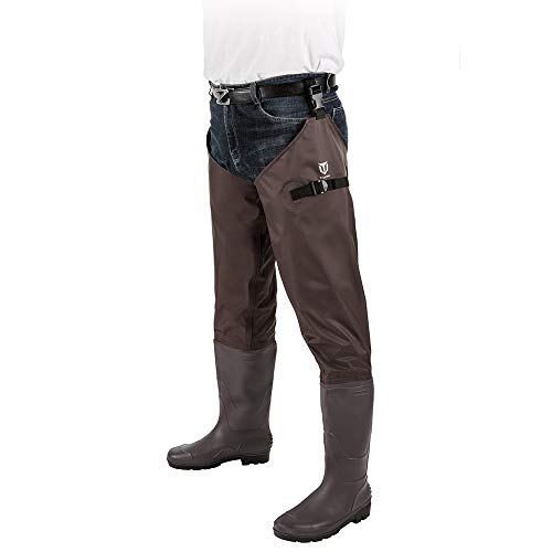 TIDEWE Hip Wader, Lightweight 2-Ply PVC/Nylon Brown, Size 12