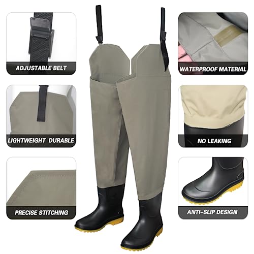 DEILAI Lightweight Waterproof Hip Waders for Men and Women