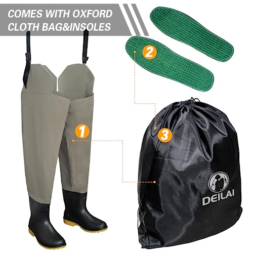 DEILAI Lightweight Waterproof Hip Waders for Men and Women