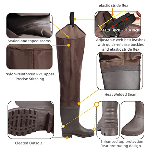 Unisex Waterproof Bootfoot Hip Waders for Fishing & Hunting