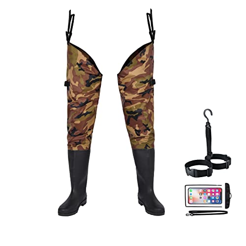 Waterproof Camo Fishing Hip Waders with Cleated Boots