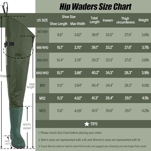 Unisex Waterproof Hip Waders for Fishing & Hunting
