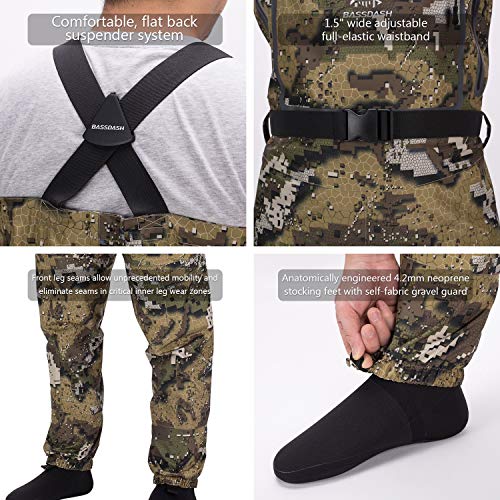 BASSDASH Lightweight Veil Camo Chest Waders for Men