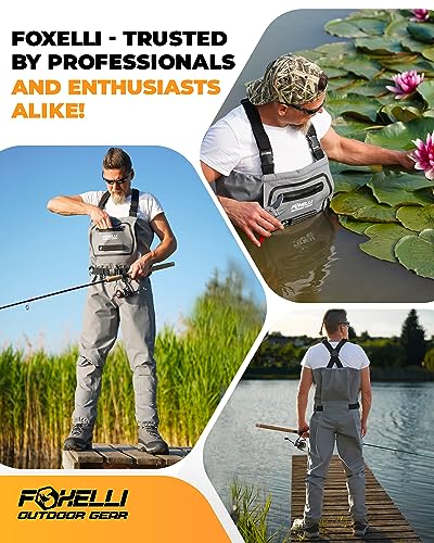 Foxelli Breathable Camo Waders for Fishing and Hunting