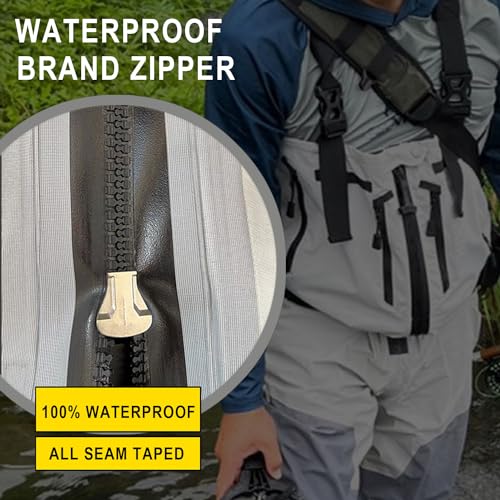 Zip-Front Breathable Chest Fishing Waders for Men/Women