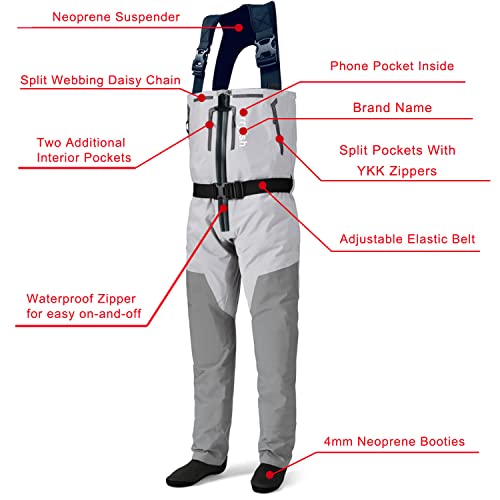 Zip-Front Breathable Chest Fishing Waders for Men/Women