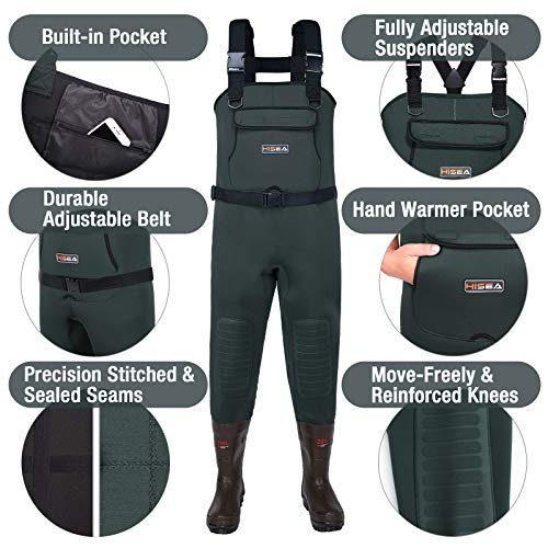 HISEA Neoprene Chest Waders with Cleated Boots
