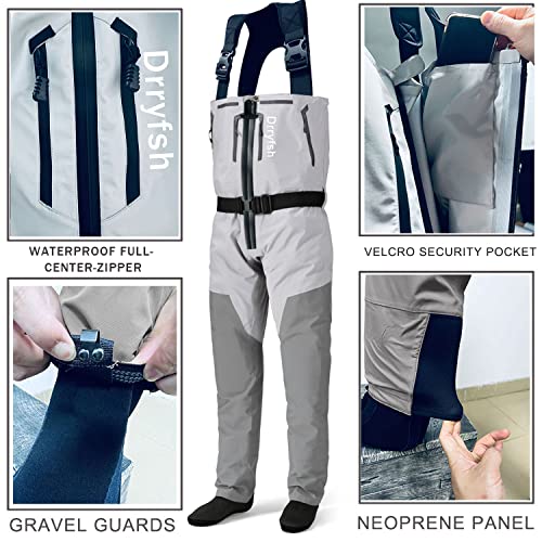 Zip-Front Breathable Chest Fishing Waders for Men/Women