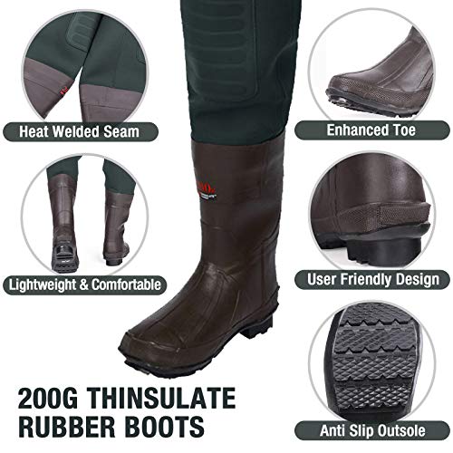 HISEA Neoprene Chest Waders with Cleated Boots