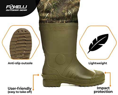 Camo Waterproof Hip Waders with Lightweight Boots for Fishing