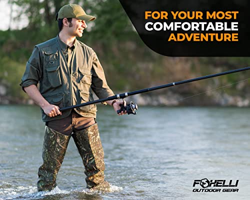 Camo Waterproof Hip Waders with Lightweight Boots for Fishing