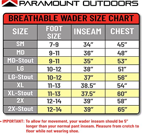 Paramount Outdoors Breathable Stockingfoot Wader - ELK, Large