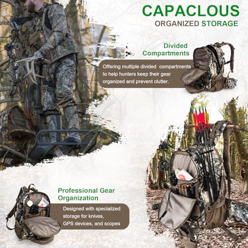 YVLEEN Waterproof Camo Hunting Backpack, Large Capacity Men's