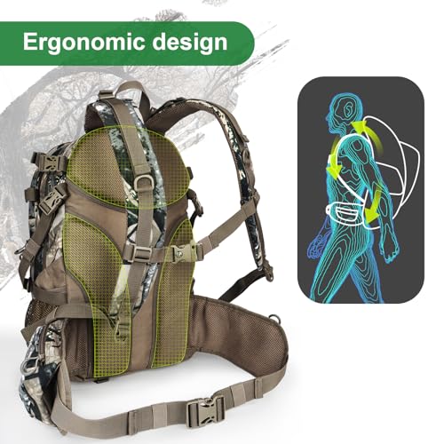 YVLEEN Waterproof Camo Hunting Backpack, Large Capacity Men's